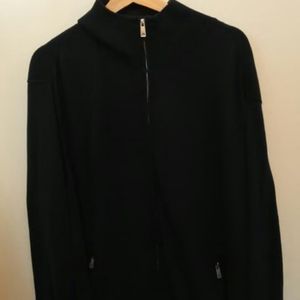 Like New Daniel Buchler XL Blue Wool/Cotton Blend Zip Sweater